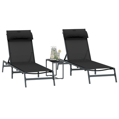 Folding Sun Loungers Black Metal frame, Textilene fabric Standard