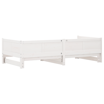 Pull-out Day Bed White 90x200 cm Solid Wood Pine