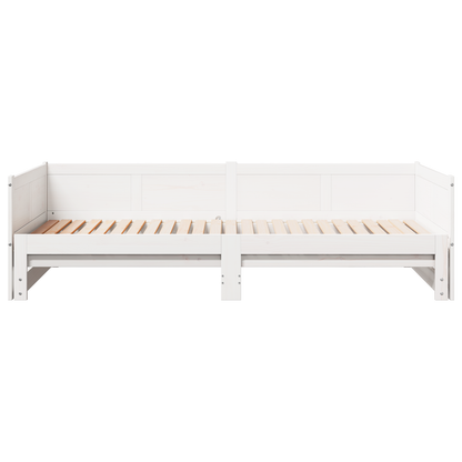 Pull-out Day Bed White 90x200 cm Solid Wood Pine