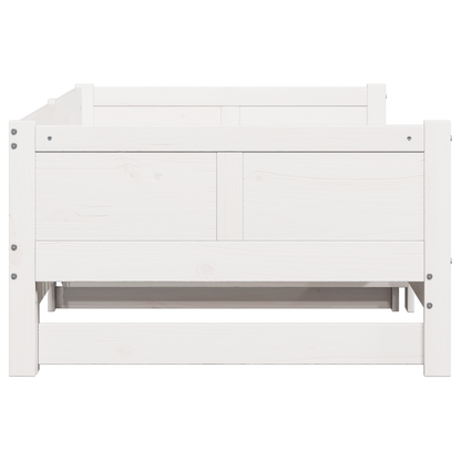 Pull-out Day Bed White 90x200 cm Solid Wood Pine