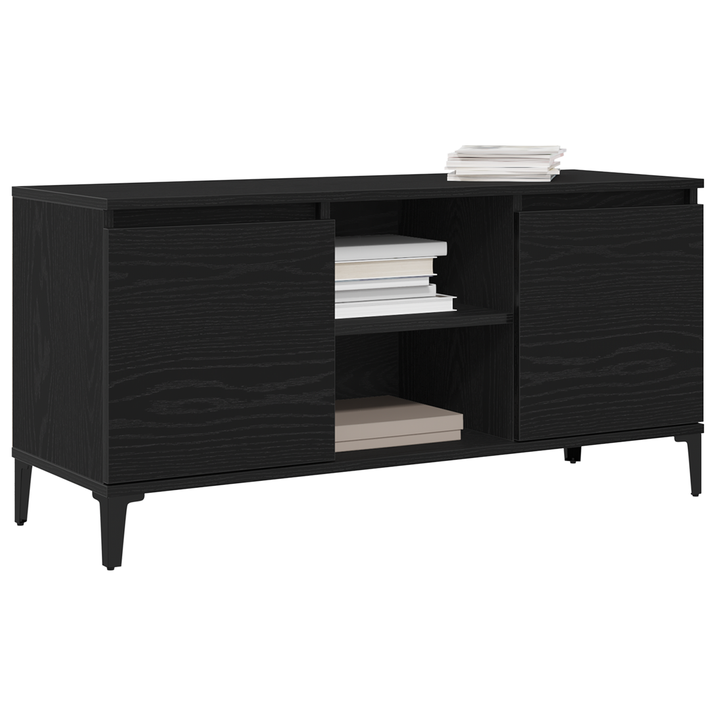 Black Oak TV Stand - 102x35x50 cm Made from Engineered Wood