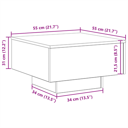 Coffee Table, Old Wood, 55x55x31 cm, Engineered Wood