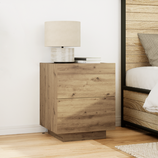 Bedside Cabinets with LED Lights 2 pcs Artisan Oak 45x40x55 cm