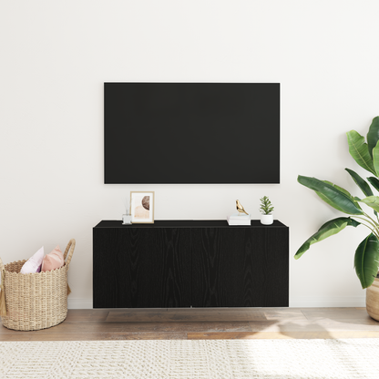TV Wall Cabinet Black Oak 100x30x41 cm Engineered Wood