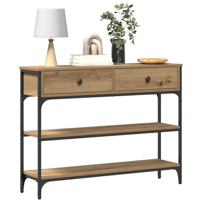 Console Table Artisan Oak 100x25x75 cm Engineered Wood & Steel
